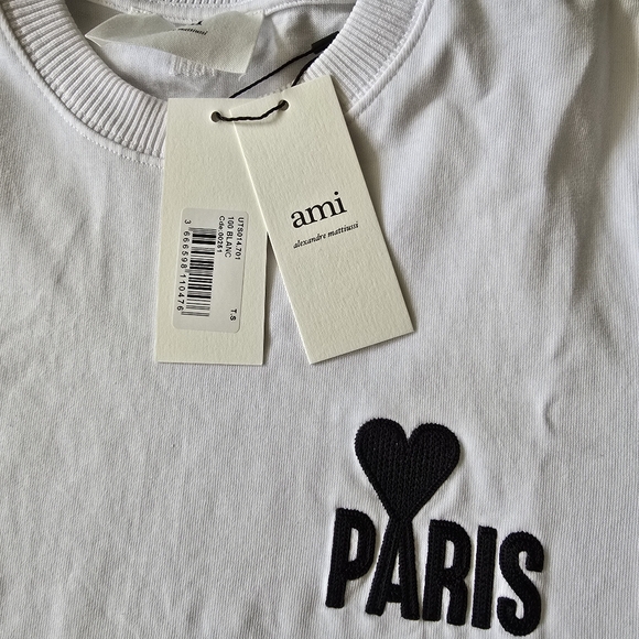 AMI Paris White T-Shirt with Paris Logo - Picture 7 of 7